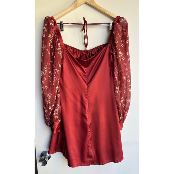 Danielle Bernstein by WEWOREWHAT Puff Sleeve Mini Dress Romantic Sz 14 NWT $99 - Picture 14 of 16